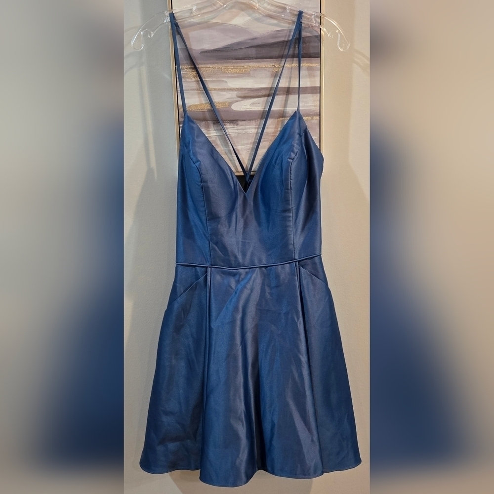 Blondie Nites Satin Lace-up Fit & Flare Dress/ Jr's W/Pockets-*NWT $159!! - Picture 3 of 12